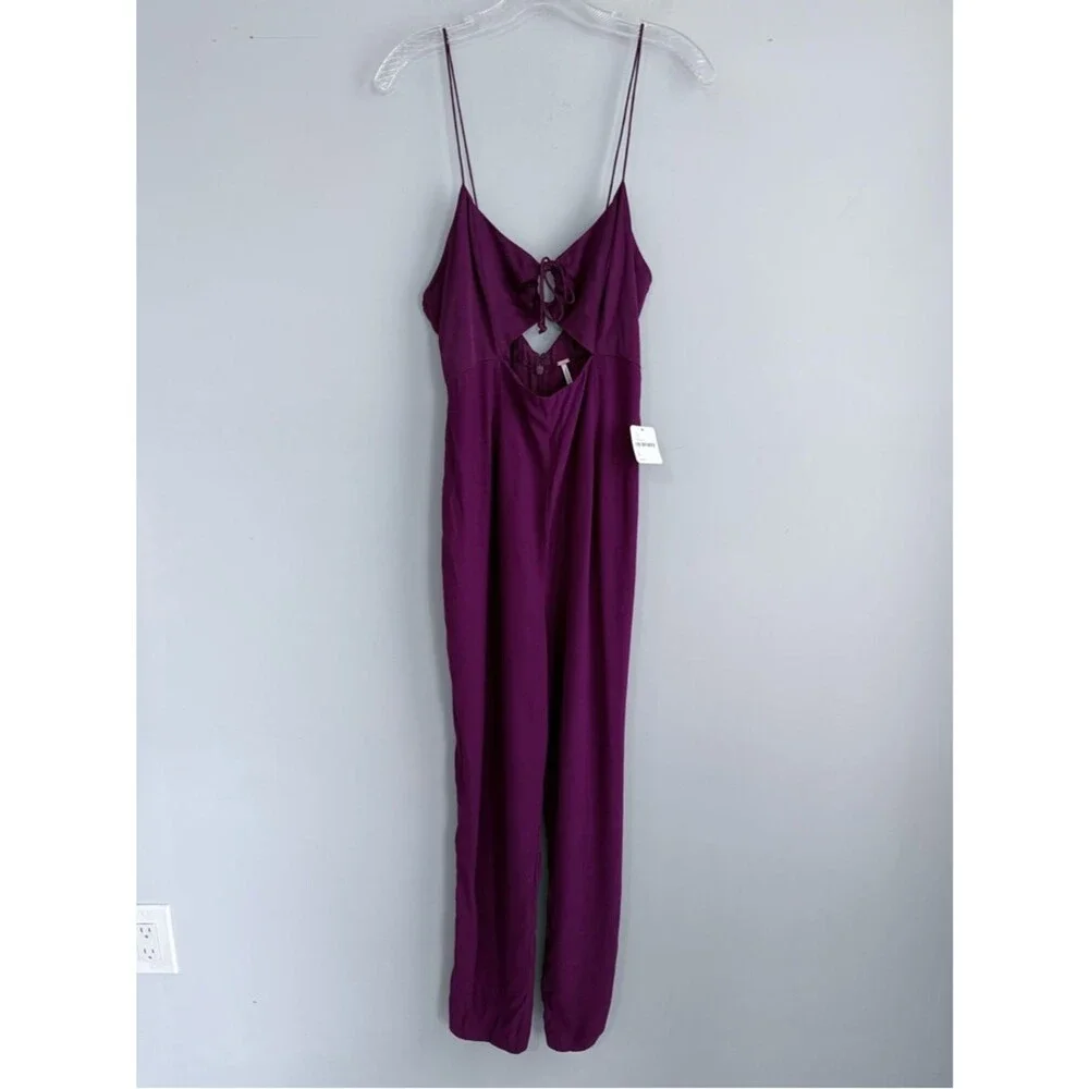 Free People Nolita Romper Small Plum Cutout Boho Festival Jumpsuit NWT Magenta S